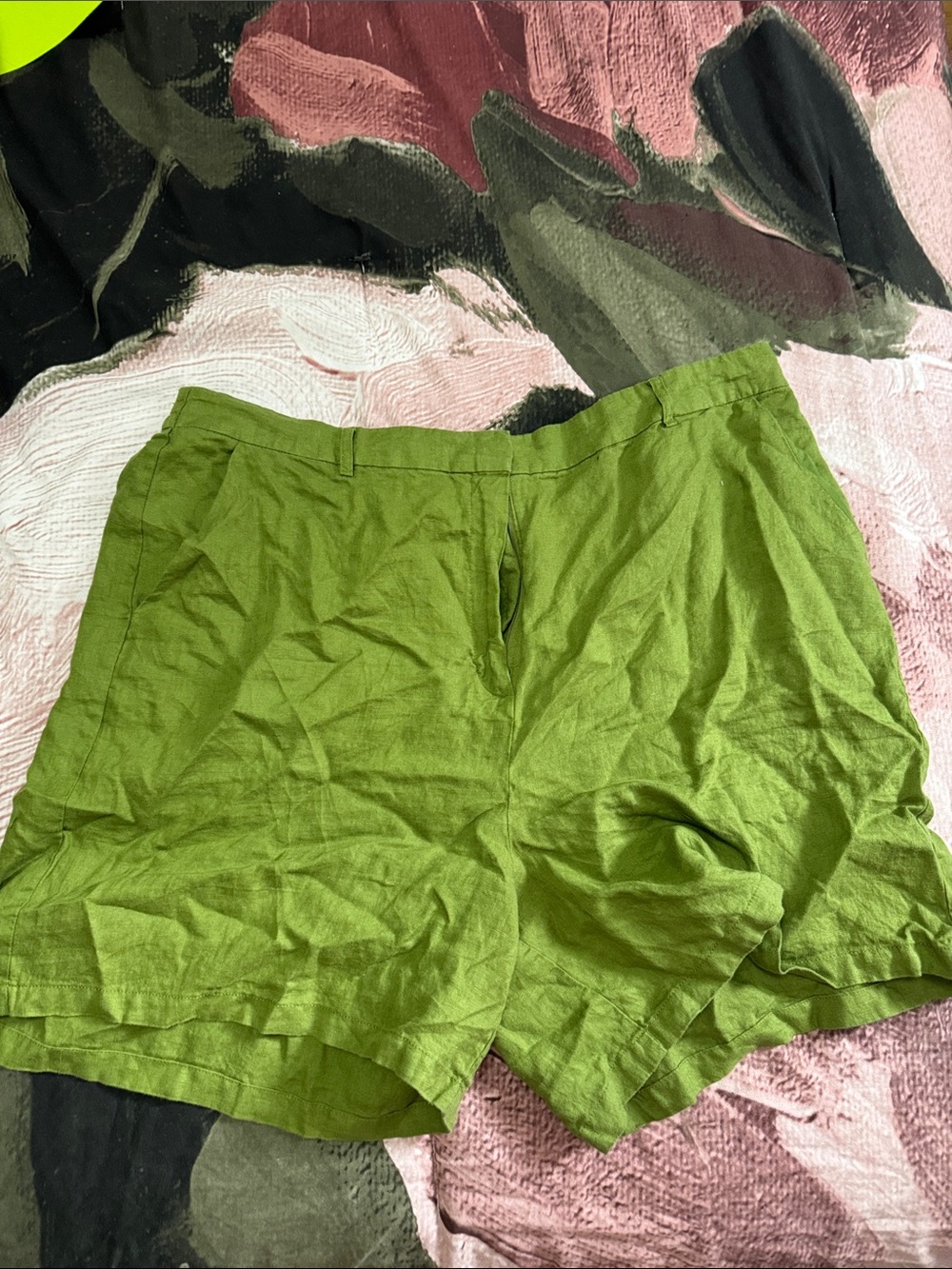 Lightweight Olive Green Linen Shorts